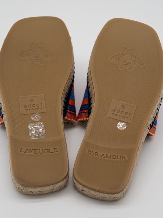 Gucci Mens Striped Sandals Espadrilles Open Toe Blue Orange size 6G 6.5 US main image 8